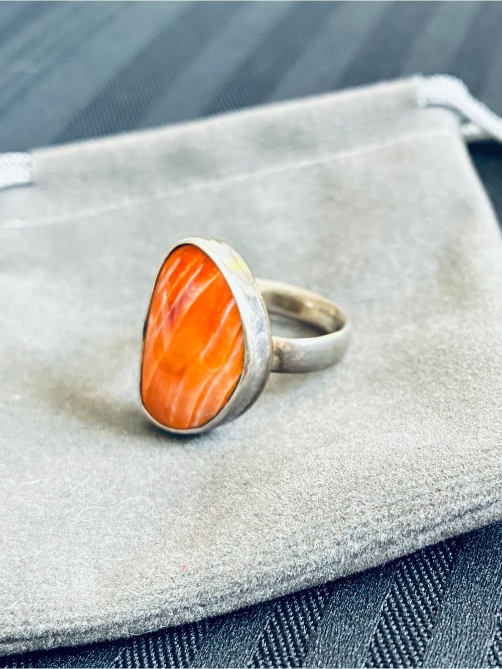 Orange Gemstone Sterling Silver Ring - Women Jewelry